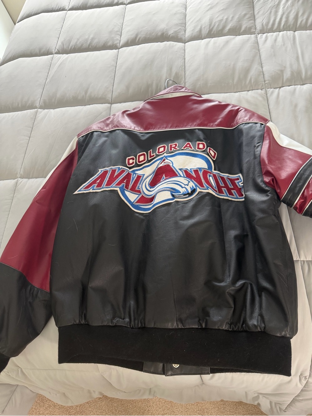 Vintage Colorado Avalanche Leather Jacket XL Jeff Hamilton NHL USA Rare